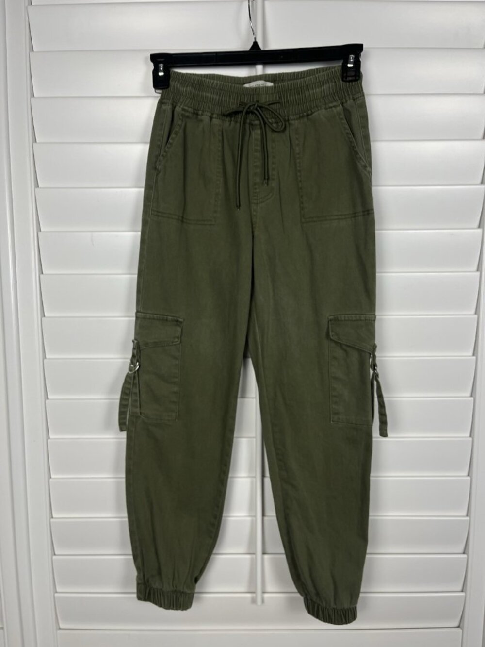Telepatia Women’s Small Olive Green Cargo Jogger Pants Drawstring Y2K utility